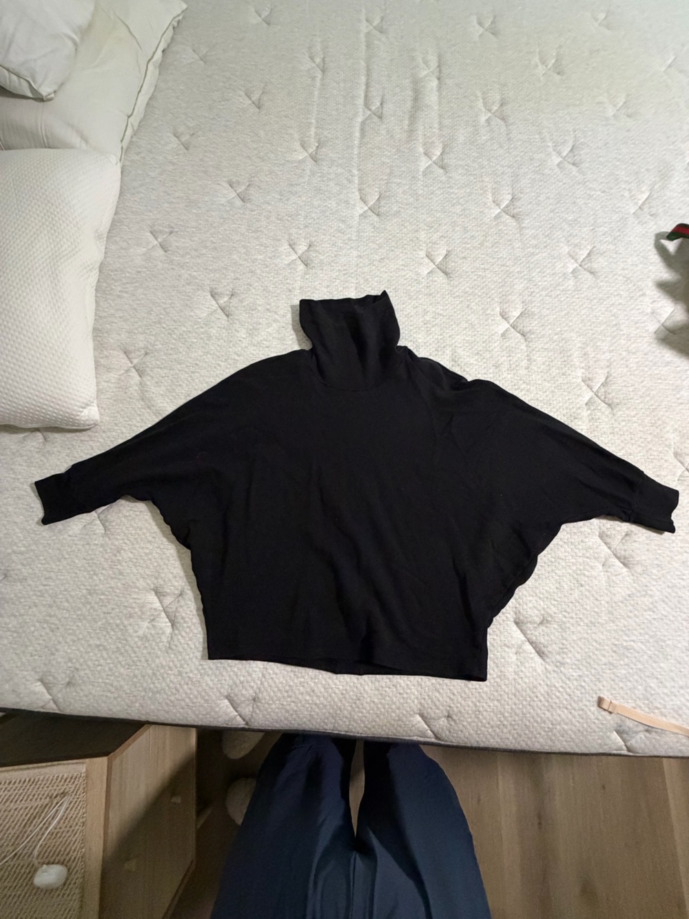 Black Turtleneck batwing 3/4 sleeve Top